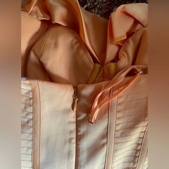 House of CB Myrna Tangerine Satin Corset Midi Dress Size XS NWT - Picture 11 of 16